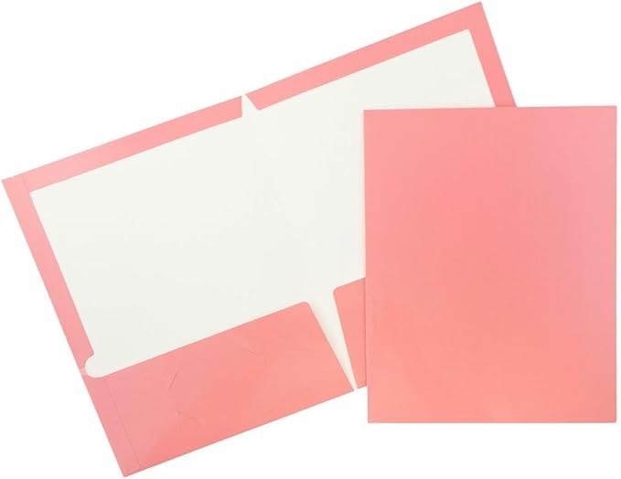 JAM PAPER Laminated Two Pocket Glossy Folders - Baby Pink Pastel - 3/Pack