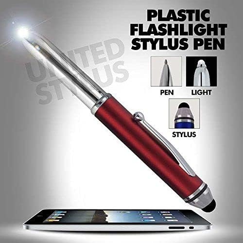 Promotional Pens with Personalized Text or Custom Business Logo- Bulk 150 Pack- for Marketing, Parties, and Events, 3 in 1 LED Flashlight + Ballpoint Pen + Stylus for Touchscreen Devices, Assorted