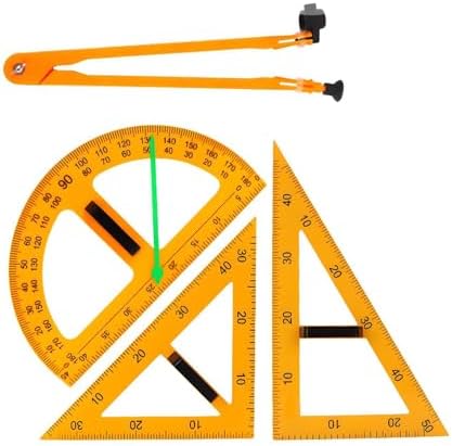 Magnetic Geometry Tool, Protractor, Triangle Rulers Easy Attachment Blackboard Measurement Kit, Teacher Board Protractor Multi-Purpose Kit Large Teaching Aids (Four-Piece Set)
