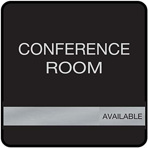 NapTags Conference Room Slider Signs (Black - Black Frame, 8" x 8")