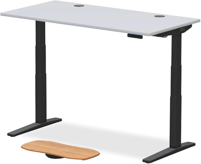 UPLIFTDESK V3 2-Leg White Laminate Wood Standing Desk – Adjustable Height, Advanced 1-Touch Memory Keypad, Under Desk Cable Management, Wire Grommets & Rocker Board (Black C-Frame, 60 x 30 inch)