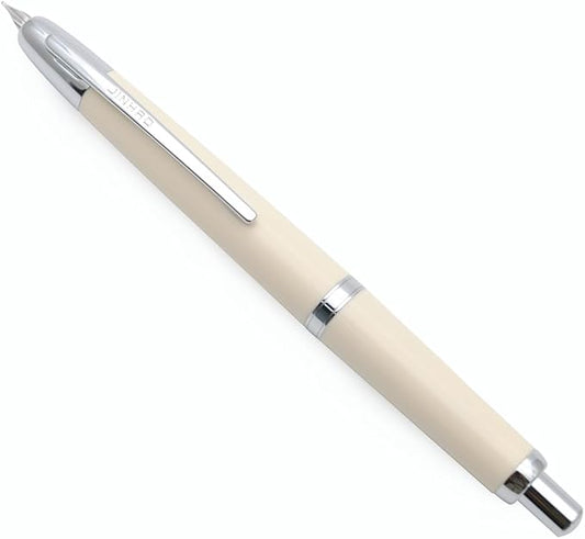 JINHAO 20 Press Fountain Pen, Retractable Capless Resin Pen with Ink Converter (EF Nib 0.4mm, Ivory White)