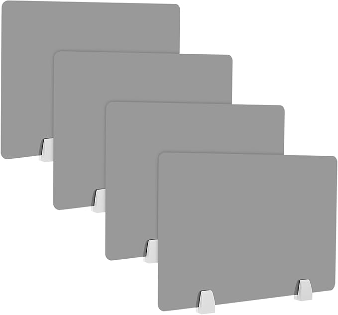 4 Pcs Desk Divider Privacy Panel, 23.6”L X15.8”W Frosted Acrylic Desk Privacy Panels with 8 Clamps for Offices Schools Call Centers (Grey)