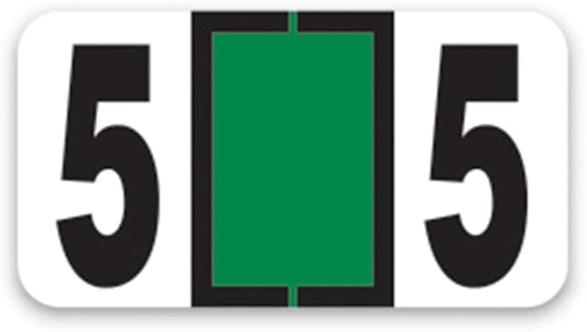 File Right Number Labels Roll – Color-Coded Numeric Filing Labels, 1-5/8" × 7/8" Laminated Self-Adhesive File Folder Numbers for, Office Filing Systems, Automotive Records – Roll #5, 1 Roll