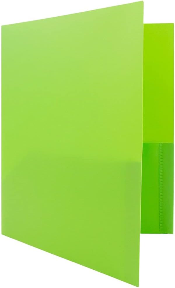 JAM PAPER Plastic Color POP Folders - 2 Pocket Durable Folders with Metal Prongs Fastener Clasps - Assorted Fashion Colors - 6/Pack
