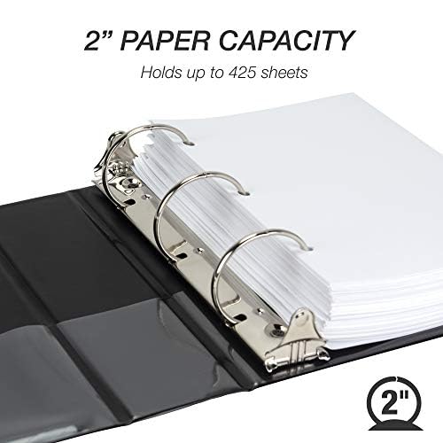 Samsill Economy 1 Inch Mini 3 Ring Binder, Made in The USA, 9.1" x 7.5" Round Ring Binder, Non-Stick Customizable Cover, Black (Pack of 6)