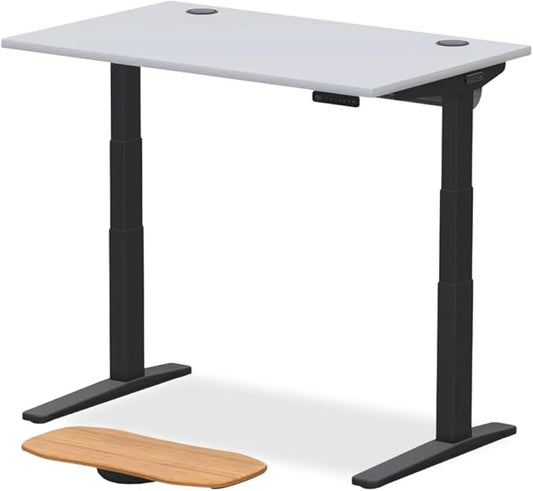 UPLIFTDESK V3 2-Leg White Laminate Wood Standing Desk – Adjustable Height, Advanced 1-Touch Memory Keypad, Under Desk Cable Management, Wire Grommets & Rocker Board (Black C-Frame, 48 x 30 inch)