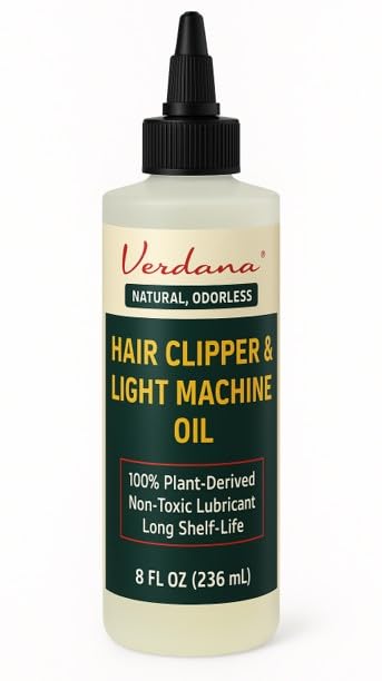 Verdana Hair Clipper & Trimmer Oil – 8 Fl Oz – Plant-Derived Light Machine Oil for Clippers, Sewing Machines, Shredders & Electric Razors – Natural, Odorless, Non-Toxic Lubricant