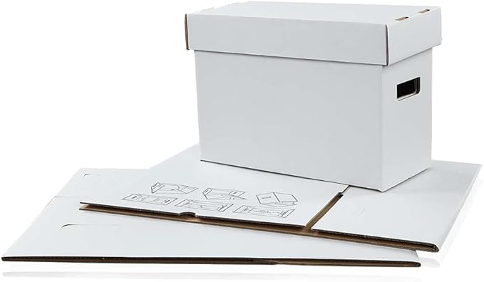 PIT66 10 Pcs Comic Books Storage Boxes With Lids Short Holds 150-175 Stackable Durable Archive White Comic Book Storage