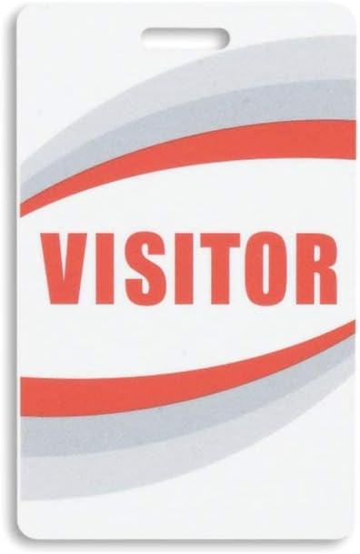 Visitor ID Badges, Preprinted Visitor Pass Plastic Cards, Reusable, Credit Card Sized (3x2 inch) - 25 Pack