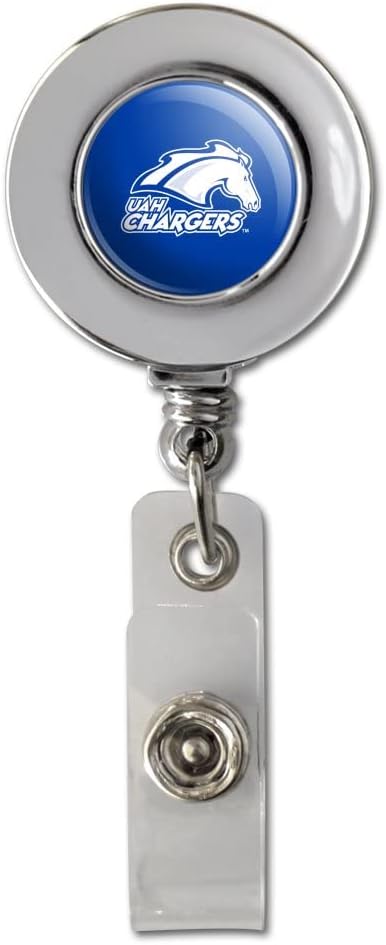 UAH Primary Logo Retractable Reel Chrome Badge ID Card Holder Clip