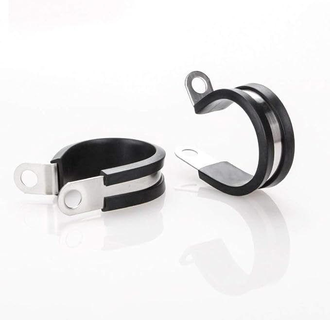 LOKMAN 20 Pack 1/4 Inch Stainless Steel Cable Clamp, Rubber Cushioned Insulated Clamp, Metal Tube Holder for Tube, Pipe or Wire Cord Installation