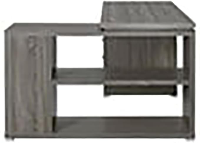 Pemberly Row L Shape Corner Storage Desk in Weathered Gray, Letter/Legal File, 5 Bookshelves