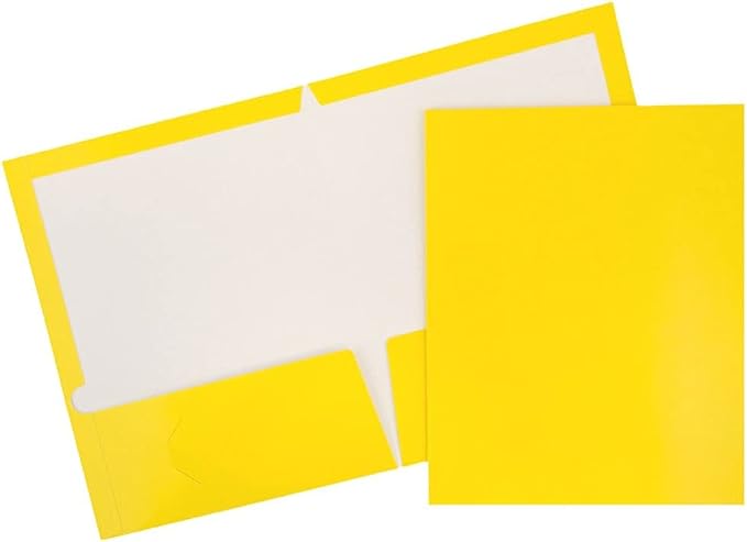 JAM PAPER Laminated Two Pocket Glossy School Folders - Letter Size - High Gloss Assorted Primary Colors - 6/Pack