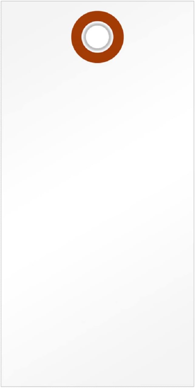 SmartSign 4.75 x 2.375 inch Blank White Shipping Tags with Metal Eyelet (Size-5), 7.5 mil HDPE Plastic, Writable, Pack of 1000 (No Wires)
