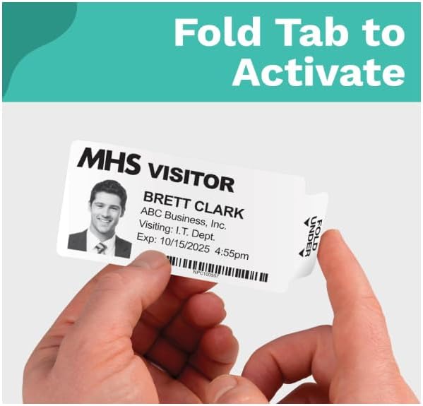Threshold 4-Inch Tab Expiring Visitor Badges on a Roll | 1 Roll (250 Badges) Compatible with Zebra/Dymo450/IDPRT/Seiko Direct Thermal Printers | Name Tags | Hospital, Office & Secretary Supplies