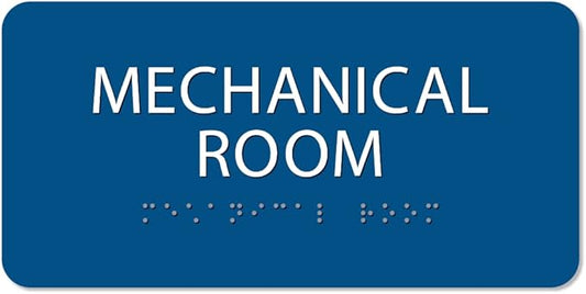 ALPHA DOG ADA SIGNS - Mechanical Room Sign with Braille for Your Business, 4x8 Inch, ADA Compliant, Indoor or Outdoor, Easy Installation, Made in the USA, Blue