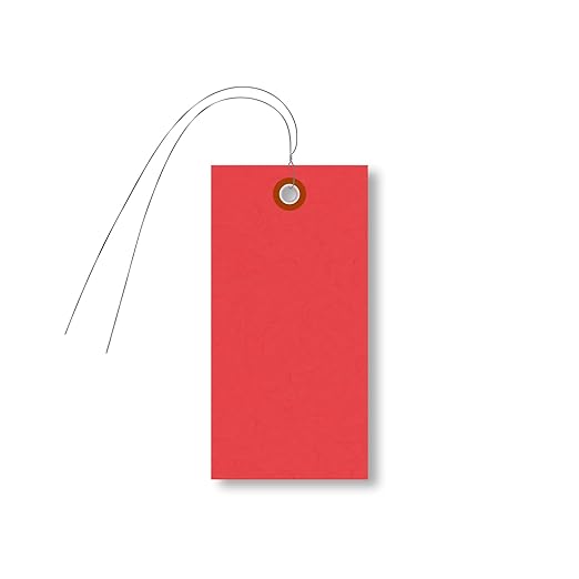 SmartSign Blank Red Shipping Tags with Wire | 4 3/4" x 2 3/8" Tyvek, Pack of 1000, Made in USA