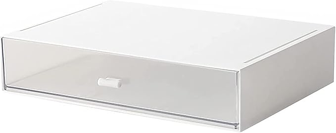Desk Organizer with Drawers Stackable Storage Drawers, Plastic Compact Desk Storage Box Great for Office School Home Small Space- 1drawers (White)