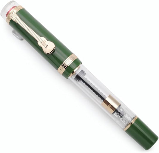 JINHAO 1935 Fountain Pen TIANDAO Series #8 Nib Ink Pen with Guitar-Shaped Clip and Ink Converter (M Nib 0.7mm, Army Green)