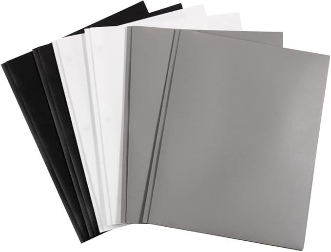 JAM PAPER Plastic Color POP Folders - 2 Pocket Durable Folders with Metal Prongs Fastener Clasps - Assorted Business Colors - 6/Pack