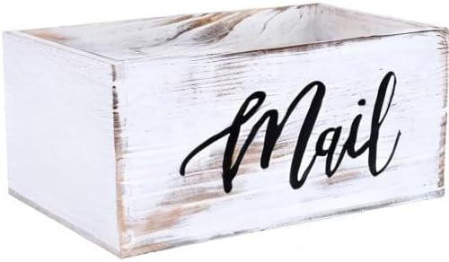 CFYACFY Mail Organizer Countertop Mail and Key Holder for Desk Mail Basket Letter Organizer Caddy Dorm Organizer Rustic Home Decor Mailbox White 5.5*5.5*11.4 Inch