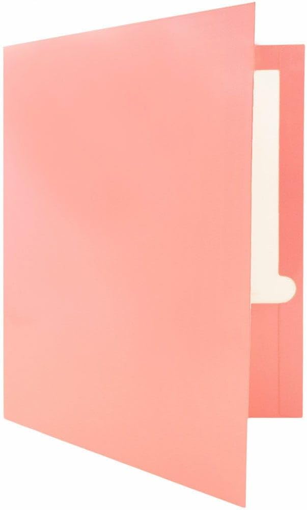 JAM PAPER Laminated Two Pocket Glossy Folders - Baby Pink Pastel - 3/Pack