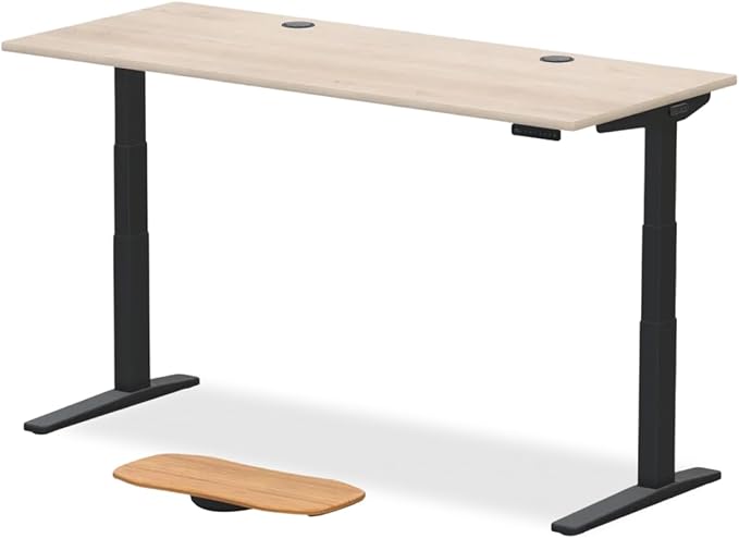 UPLIFTDESK V3 2-Leg Maple Laminate Wood Standing Desk – Adjustable Height, Advanced 1-Touch Memory Keypad, Under Desk Cable Management, Wire Grommets & Rocker Board (Black C-Frame, 72 x 30 inch)
