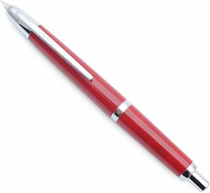 JINHAO 20 Press Fountain Pen, Retractable Capless Resin Pen with Ink Converter (EF Nib 0.4mm, Wine Red)