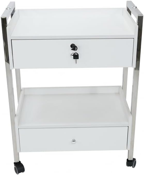 Supreme Medical Dental Mobile Utility Cabinet with Steel Frame and Two Drawer With One lockable Drawer cart