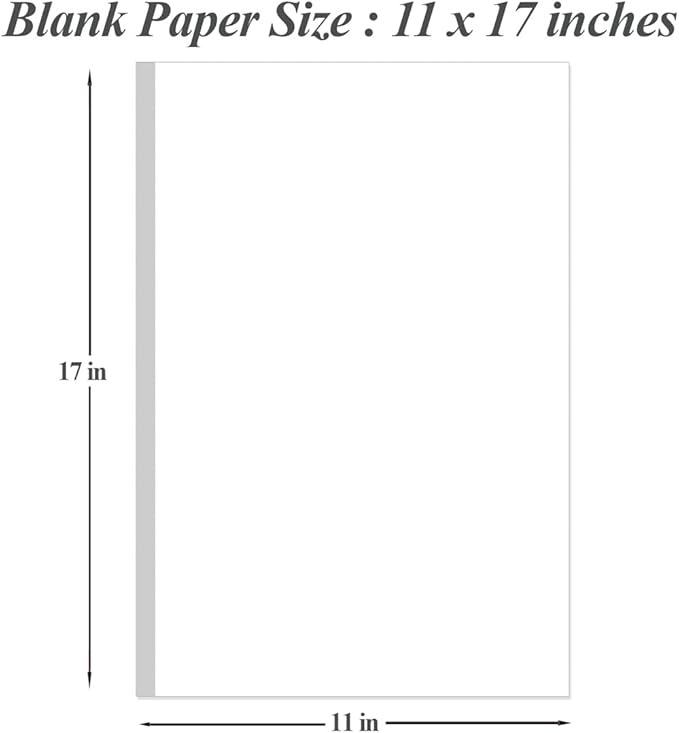 (5-Pack) 11" x 17" Blank Print Paper, 225Sheets/450Pages Blank Loose-Leaf Paper, Ledger Size Printing in Office, 100gsm Blank Paper