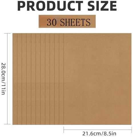 30 Sheets Brown Kraft Cardstock 8.5'' x 11'', 250gsm/90lb Heavyweight Cover Cardstock Paper, Thick and Smooth Card Stock Perfect for Invitations, Menus,DIY Cards, Arts and Crafts
