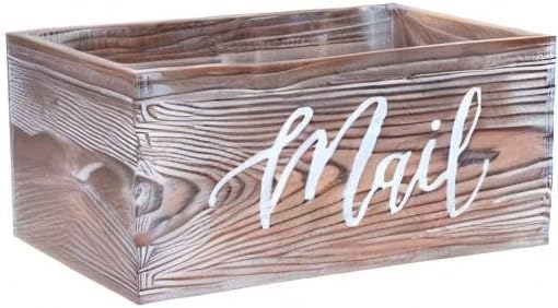 CFYACFY Mail Organizer Magazine Countertop Mail Storage Organizer for Home Mail and Key Holder for Desk Letter Basket Farmhouse Home Decor Mailbox Mail Basket 5.5*5.5*11.4 Inch