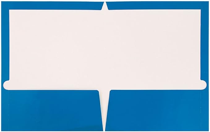JAM PAPER Laminated Two Pocket Glossy School Folders - Letter Size - High Gloss Blue - Bulk 50/Box