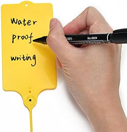 100 Plastic Shipping Tags - Waterproof, Writable, Hanging Tags with One Yellow Marker Pen