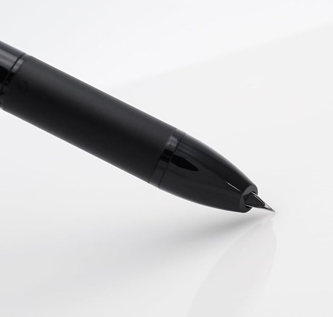 xixixiaozhu OASO K018 Sealed Retractable Fountain Pen Set 0.5mm with 2pcs Blue Ink Cartridges Smooth Writing for School Students (Black)