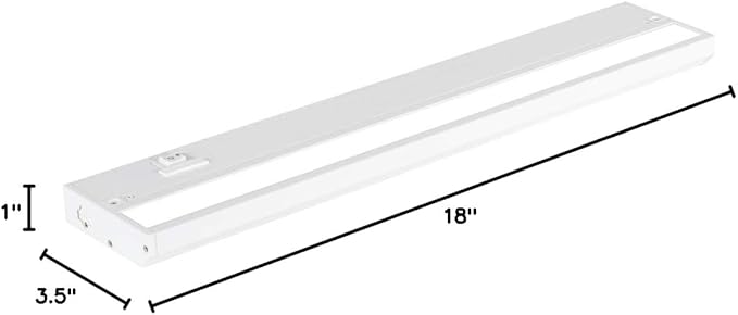 LED Under Cabinet Lighting Hardwired - 3CCT 18 Inch White Finish - Undercabinet Lights for Kitchen - Linkable Undercounter Dimmable Plug in Light or Hard Wired - Under Counter Fixture Direct Wire
