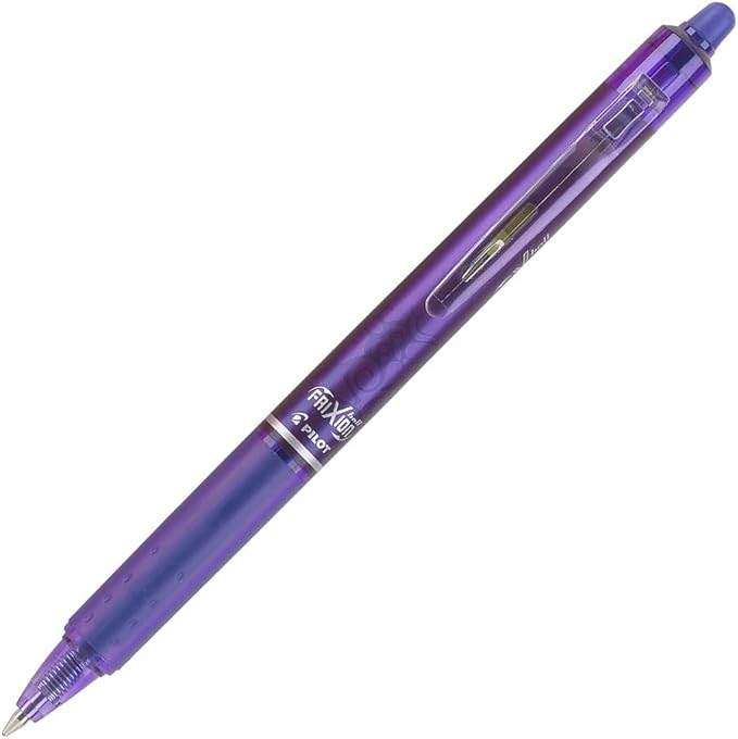 Pilot FriXion Clicker Erasable Gel Pens, Fine Point (0.7mm), Purple Ink, 12-Pack - Refillable, Smooth Writing Pens for School, Journaling, and Office Use
