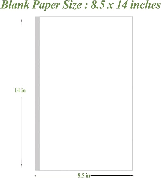 8.5" x 14" Blank Print Paper - 50Sheets/100Pages Blank Loose-Leaf Papers, Legal Size Printing in Office/Home/School, 100gsm Blank Paper