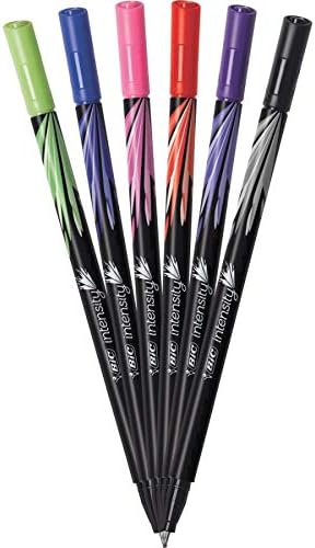 BIC Intensity Fineliner Marker Pen Set, Fine Point Pens (0.4 mm), Assorted Colors, 6-Count Pack, Markers for School