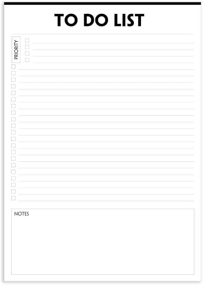 To Do List Notepad - 8.5"x11", 50 Sheets, To Do List Pad with Check List Organizing, Tear Off, Simple Script, College Ruled To Do Planner for Daily Task