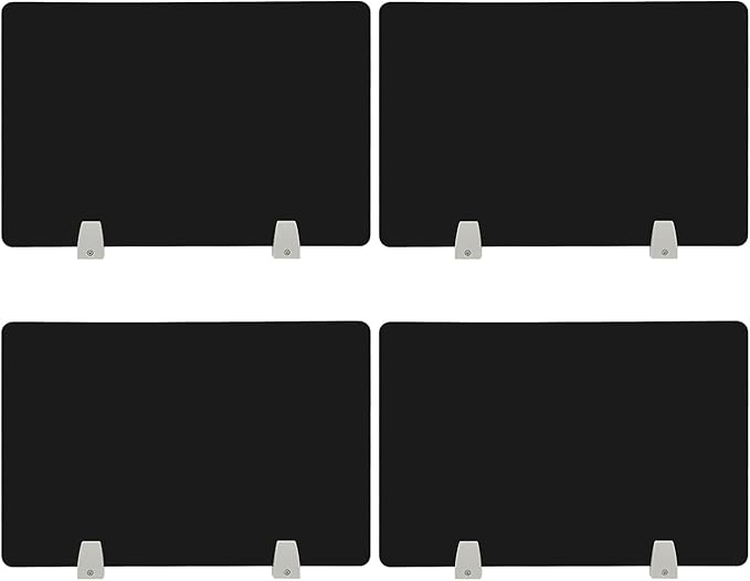 4 Pcs Desk Divider Privacy Panel, 23.6”L X15.8”W Frosted Acrylic Desk Privacy Panels with 8 Clamps for Offices Schools Call Centers (Black)