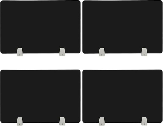 4PCS Desk Dividers Office Partitions,Privacy Desk Panel Protective, Frosted Acrylic with Clamps Classroom Privacy Shield for Offices Schools Call Centers 23.62x15.75in (Black)