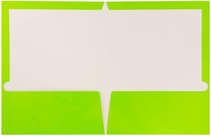 JAM PAPER Laminated Two Pocket Glossy School Folders - Letter Size - High Gloss Lime Green - 6/Pack