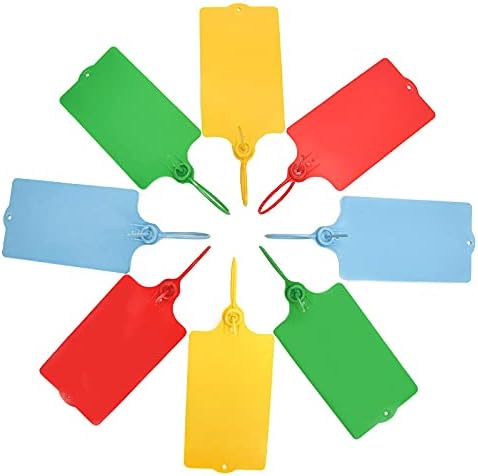 100 Plastic Shipping Tags - Waterproof, Writable, Hanging Tags with One Blue Marker Pen