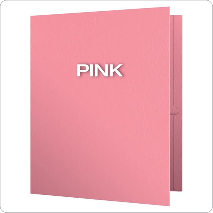 Oxford Twin-Pocket Folders, Textured Paper, Letter Size, Pink, Holds 100 Sheets, Box of 25 (57568EE)