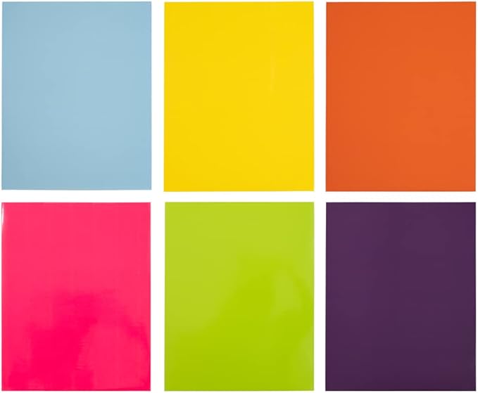 JAM PAPER Laminated Two Pocket Glossy School Folders - Letter Size - High Gloss Assorted Fashion Colors - 6/Pack
