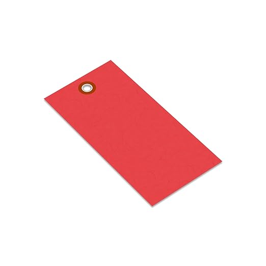 SmartSign (Pack of 100) 4.75 x 2.375 inch “Red” Blank Tyvek Shipping Tags with Metal Eyelets, Size #5, 8 mil Thick Tyvek, Made in USA
