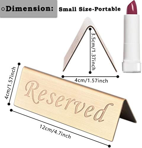 Reserved Sign - 10 Year's Use Stainless Steel Tabletop Sign Desk Top Stand Tent Signs for Restaurants,Weddings,Events -ouble Sided - 4.7 by 1.6 Inch - Set Of 2