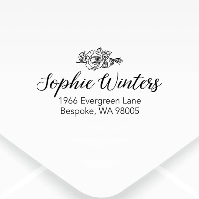 Custom Floral Address Stamp | Choose from 12 Designs | Multiple Ink Color Options | Envelope Return Address Stamp for Couple or Family (Design 6, Extra Large)